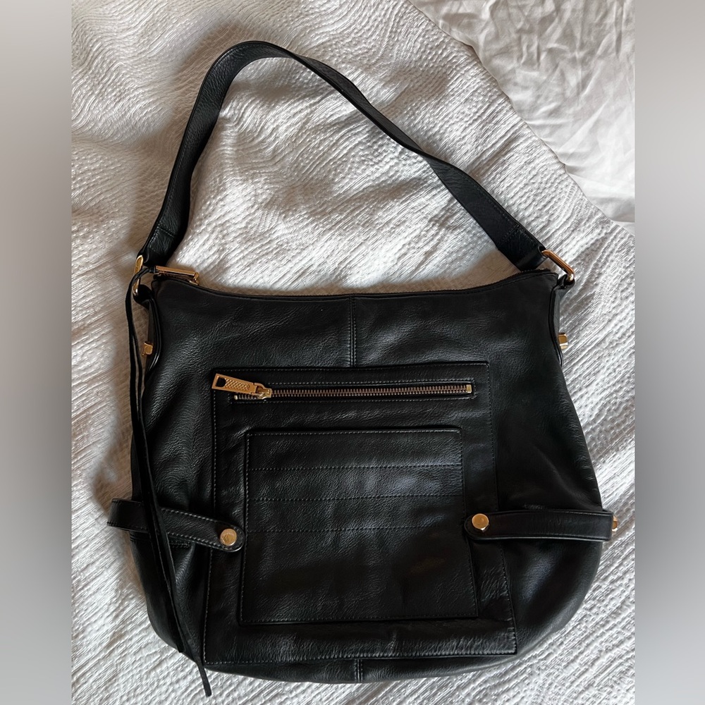Rebecca Minkoff black leather shoulder bag- in great condition!